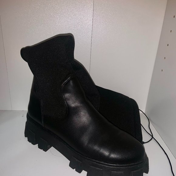 black Over the knee sock combat boot - Picture 1 of 2